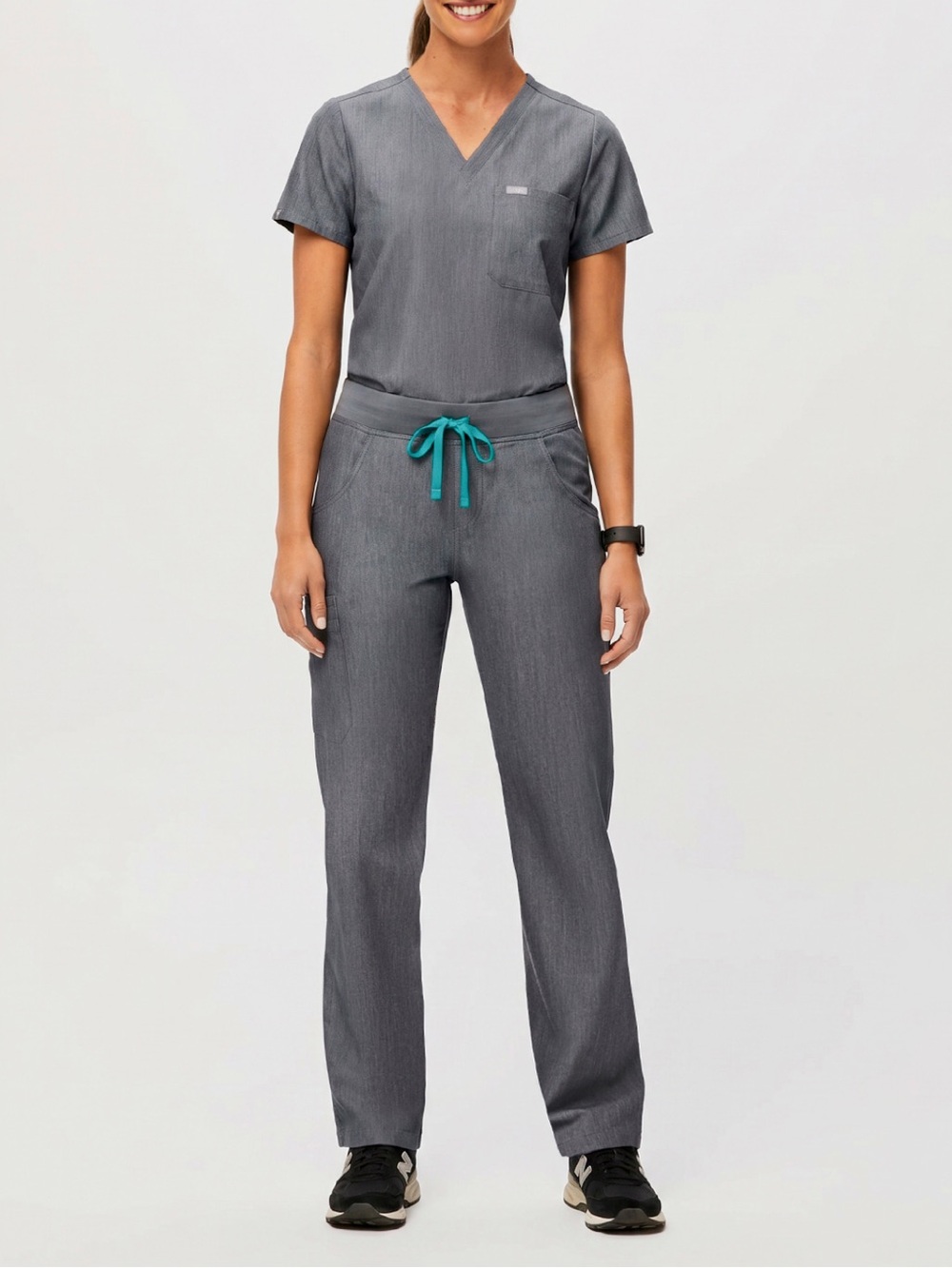 FIGS Graphite SET Small Catarina top, Livingston Straight Leg Small TALL